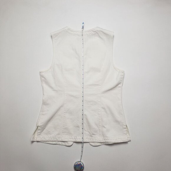 Madewell Denim High Crewneck Vest Women's Size 12 Tile White Utility Pockets NWT - Picture 7 of 16